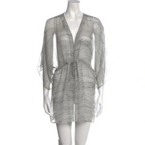 Alice + Olivia Sheer Gray Tunic Top